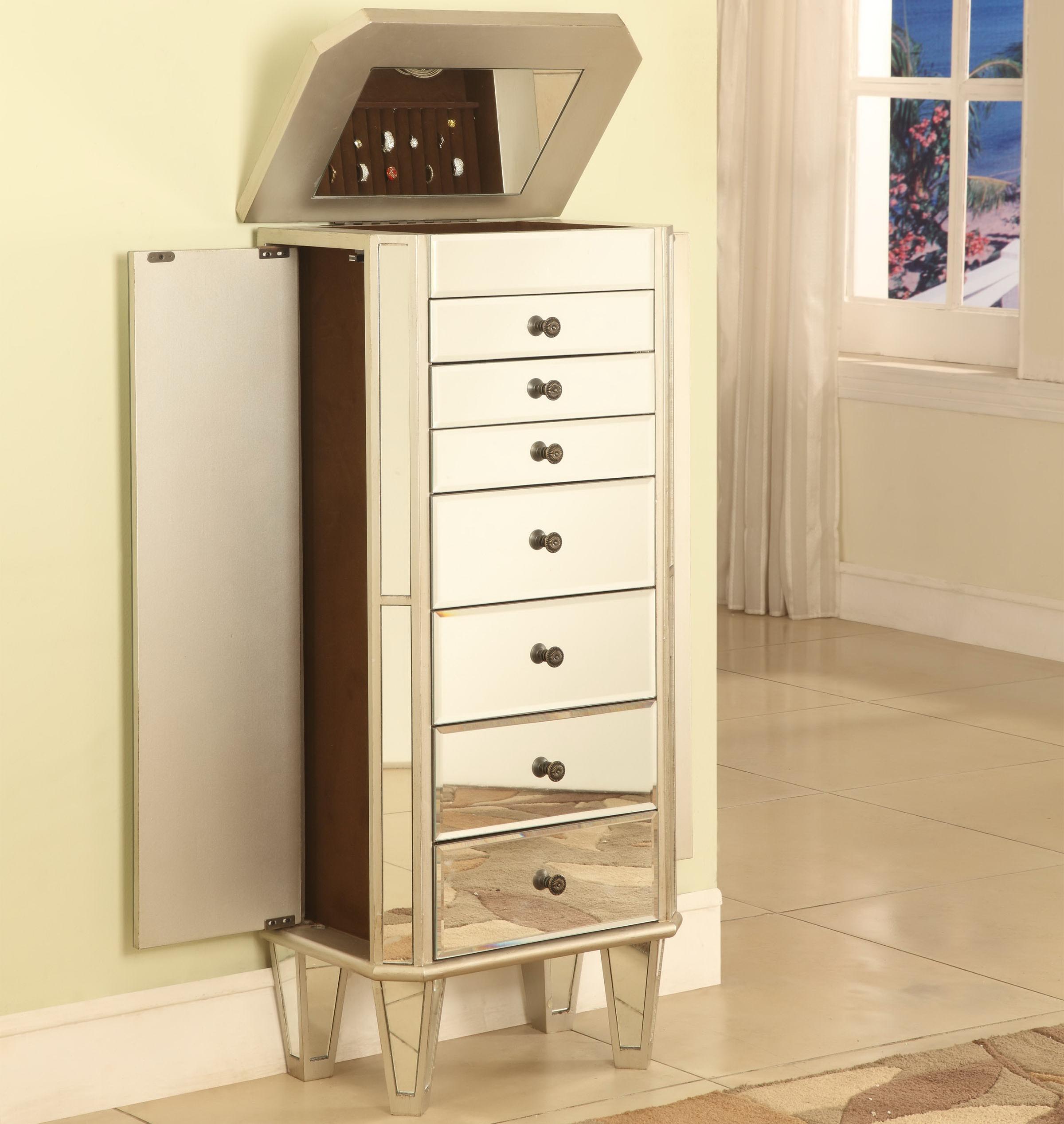 Powell Jewelry Armoire Silver Painted Jewelry Armoire with Mirror